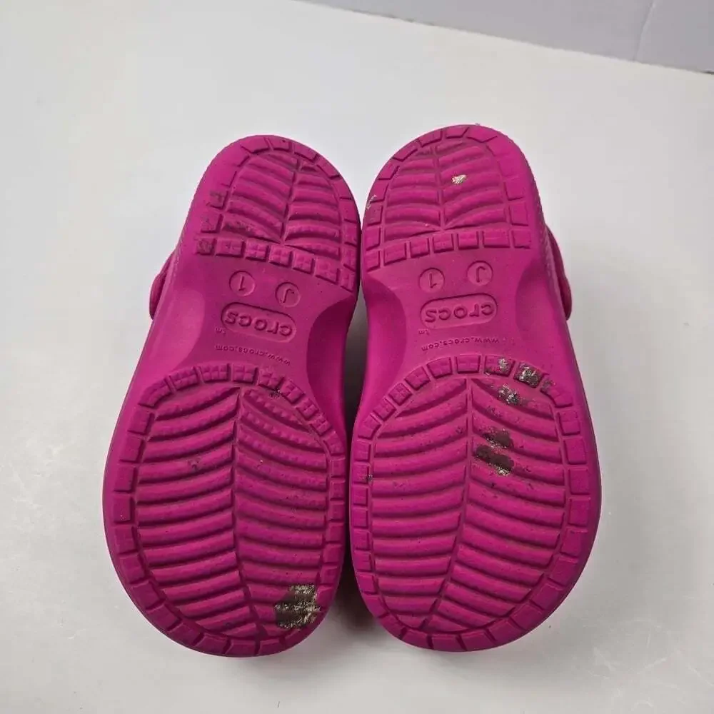Crocs Kids Pink Baya Lined Clogs Shoes Size J1